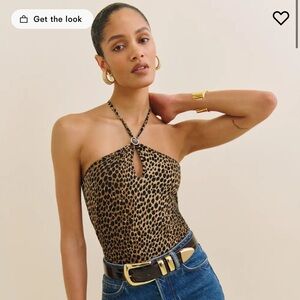 Reformation Black and Brown Cut Out Bodysuit